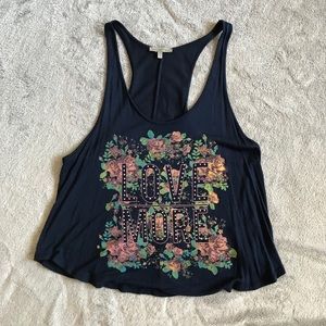 Dark blue floral tank